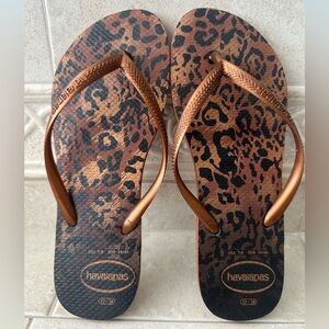 Havianas Leopard Print Flip Flops